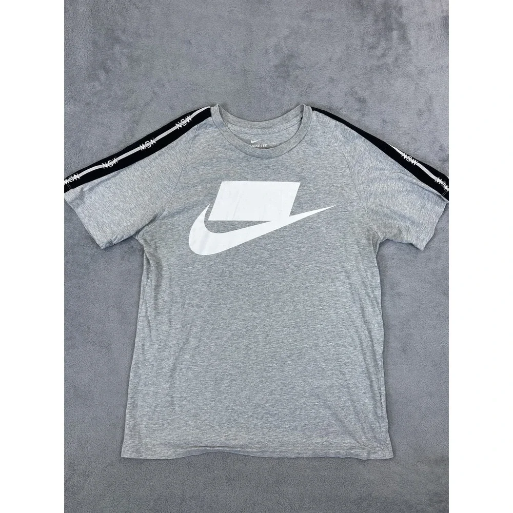 Nike Sportswear Shirt Mens Medium Gray Blank Logo Crew Neck Short Sleeve‎ Tee